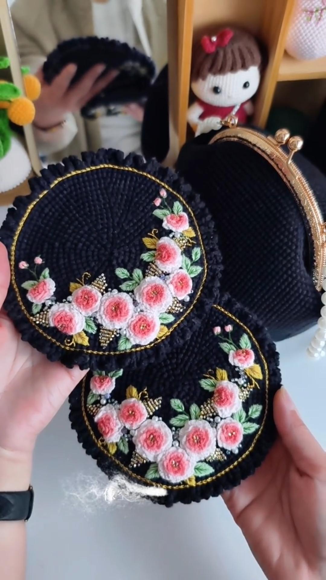 Hand-Crocheted 3D Embroidered Rose Bag - Custom Photo Clutch - Image 5